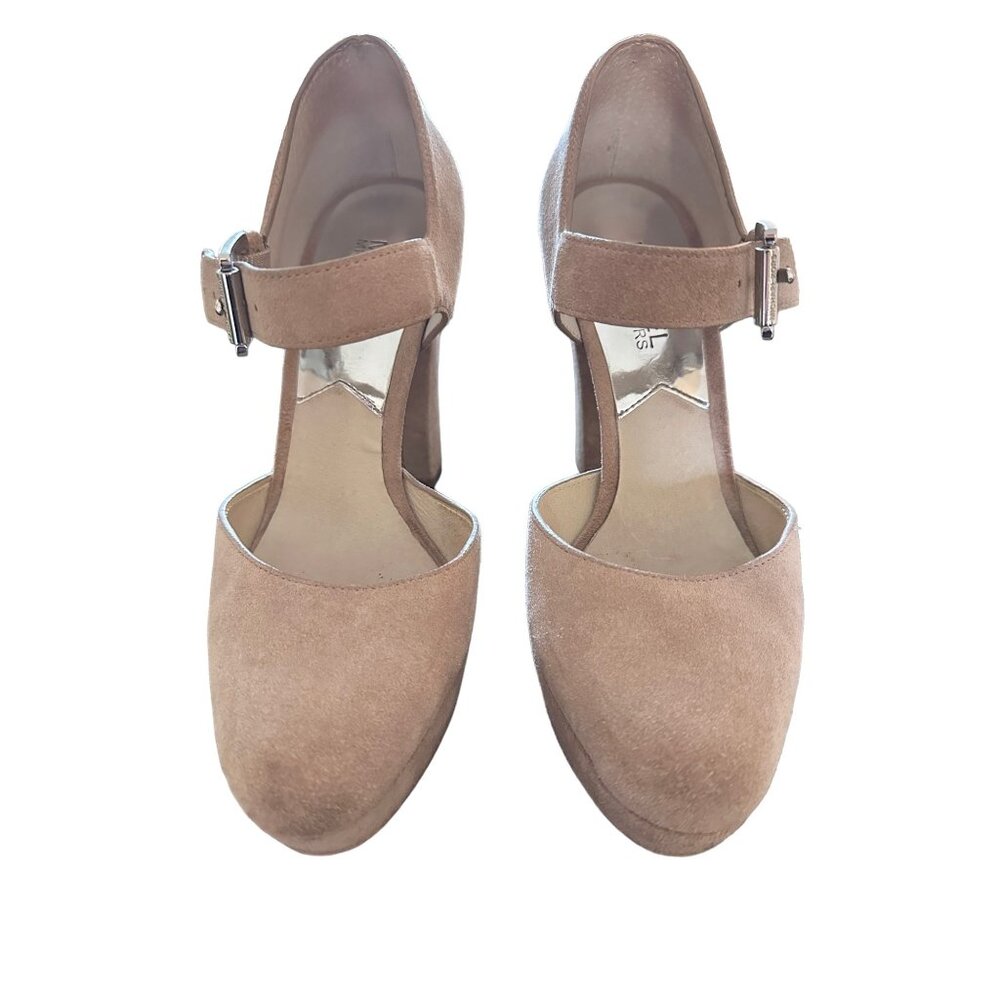 ✌️ 2/$40 ✌️ Taupe Michael Kors Buckle Block Heels sz 6.5